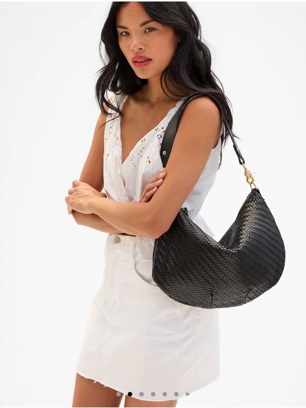 Clare V. Moyer Messenger, Black Woven Zig Zag